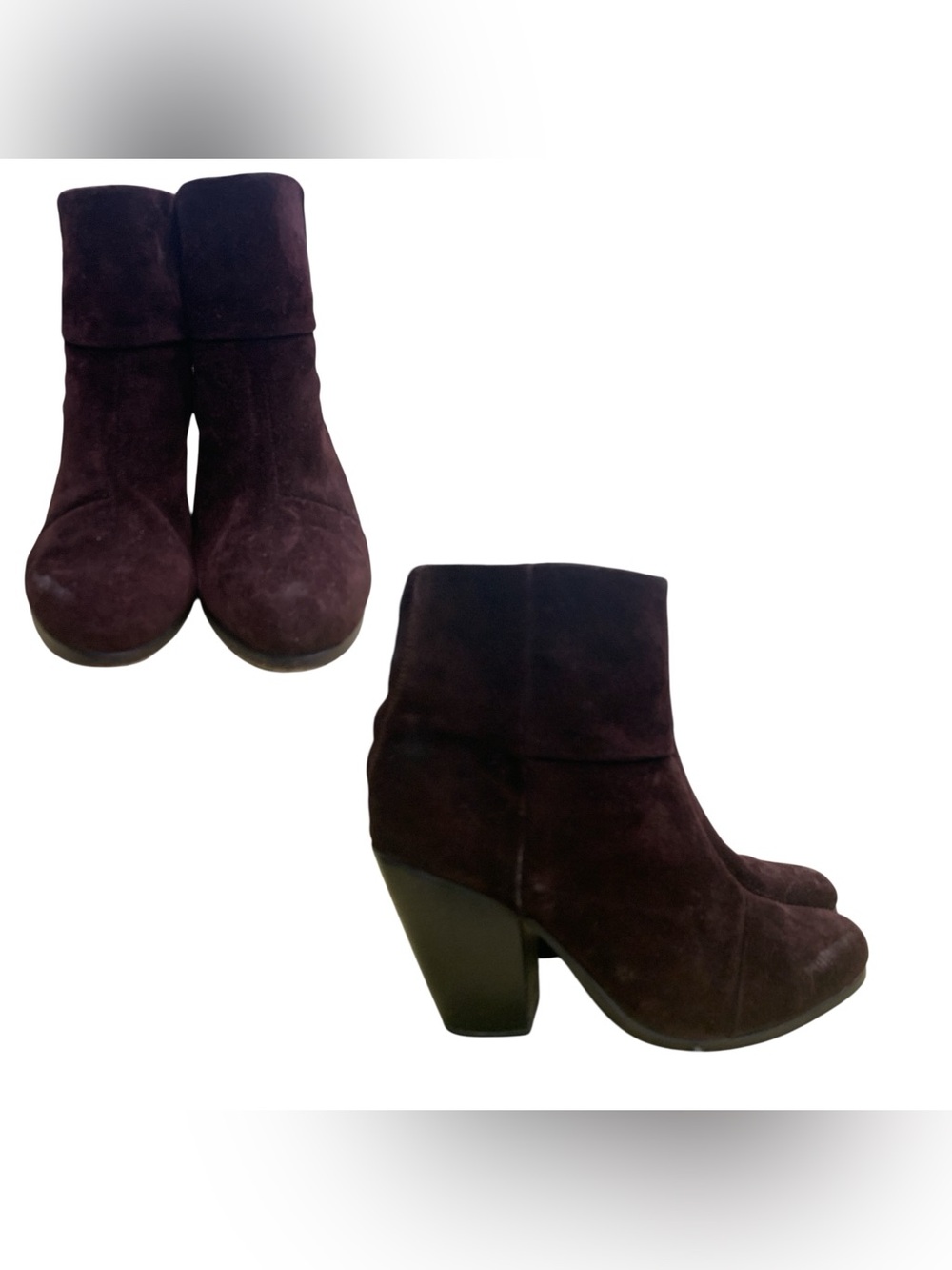 rag & bone Dark Brown Suede Ankle Booties with Block Heel S7